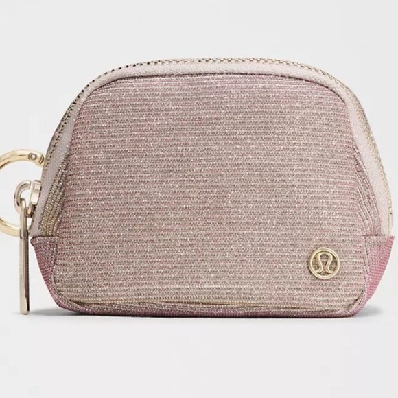Lululemon wristlet Sparkling Pink Coin Pouch with Gold Accent - Picture 9 of 11